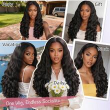 V-Part Curly Half Wig, Synthetic Fiber Half Wig, Glue-Free Instant Wear, Elastic Curly Hair, Secure Fit Breathable Cap, Quick Application - Black - View 7