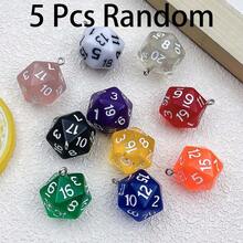 5/10 Pcs 20 Sided Polyhedral Dice Charms, Multi-Color D20 Pendants, Handmade DIY Supplies For Keychain, Backpack & Bag Ornament - Multicolor - View 7