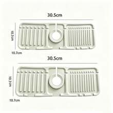 Faucet Sink Draining Mat, Foldable & Extendable Water-Guiding Draining Board, Kitchen Countertop Waterproof & Anti-Overflow Tool, Direct Water Flow Into Sink To Prevent Countertop Water Accumulation And Mold. Multi-Purpose Mat For Bowls, Cups, Fruits & Vegetables Draining, Also Suitable As Makeup Brush Drying Mat, DIY Anti-Stain Mat, Bar Water Control Mat & Pet Bowl Water-Resistant Mat. Soft Texture, Foldable & Space-Saving Storage, Fits Most Faucets, Ideal For Renters, Cleanliness Enthusiasts, DIY Hobbyists, Great As A Gift. 1pc/2pcs - White - View 12