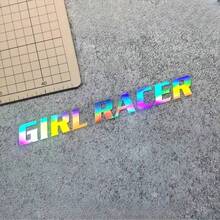 Female Racer Creative Text Car Sticker Electric Car Motorcycle Rear Window Colorful Laser Sticker - A - View 10