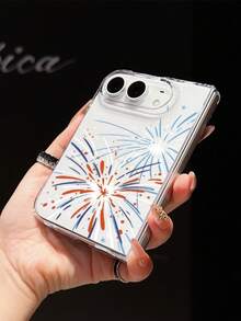 1pc Fashionable, Cute, Simple, And Highly Transparent PC Material With Fireworks Elements, Foldable Phone Case That Can Protect And Prevent Falling For:SamsungGalaxy Z Fold 8/IPhoneDuo - Clear - View 2
