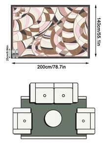 1PC Pink Brown Black White Abstract Wave Area Rug, Faux Cashmere Material Rectangular Modern Art Style Geometric Line Pattern, Machine Washable Suitable For Living Room Bedroom Daily Home Decor, Aesthetic Home Decoration - Multicolor - View 13