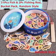 Wooden Children's Ocean Fishing Toy, Baby Early Education Puzzle Cartoon Fun Magnetic Marine Biology Cognitive Simulation Fishing Set (15 Bags Of Small Fish Randomly Assigned) - Multicolor - View 14