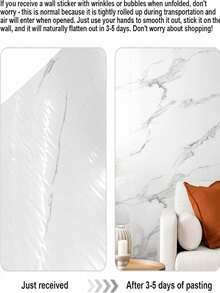 White Marble Pattern Sticker With Transparent Gray Veins, Self-Adhesive Wallpaper. Waterproof, Wear-Resistant And Strong Adhesion, Suitable For Living Room, Entryway, Kitchen And Bathroom Decoration - Multicolor - View 11