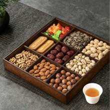 1 buah Baki Walnut Multi-Kompartemen Tertutup, Cocok untuk Camilan, Makanan Penutup, Kue Kering, Makanan Pembuka, Dapat Digunakan untuk Berbagai Acara - Merah tua - View 5