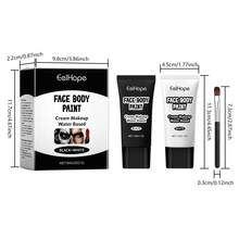 Eelhope Face Body Paint, Black & White Water Based Body Paint Cream, High Coverage Face Paint for Halloween Skull, Clown Cosplay Costume Party, Easy to Apply & Blend, Ideal for DIY Festival Stage Body Art Makeup - Negro - Ver 4
