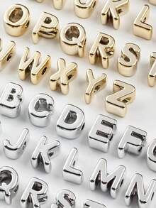 10pcs Optional Gold/Silver Large Hole 26 Uppercase Alphabet Beads Electroplated DIY Phone Chain Keychain Bag Charm Jewelry Accessories - Multicolor - View 11