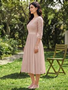 Women Midi Dresses - Baby Pink - View 9