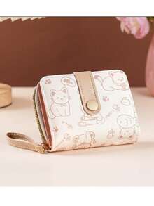 Women's Mini Wallet, Cute Cat Pattern, Small Zipper Coin Purse With Multiple Card Slots And Wrist Strap - Lightweight And Portable, Can Hold Cash, ID Cards And Coins, Large Capacity Short Wallet, Fashionable And Cute Faux Leather Coin Purse, Suitable For Daily Use, Commuting To Work, Also An Ideal Gift For Friends And Family. - Multicolor - View 9