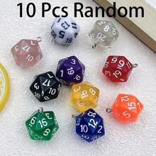 5/10 Pcs 20 Sided Polyhedral Dice Charms, Multi-Color D20 Pendants, Handmade DIY Supplies For Keychain, Backpack & Bag Ornament - Multicolor - View 6