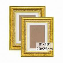 2pcs Vintage Ornate Gold Carved Picture Frame With Mat, Tabletop & Wall Mount Photo Frame For Study Home Decor - Gold - View 9