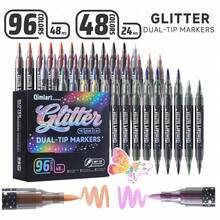 Languo New 48/96 Glittery Marker Colorful Pops Up On Glass,Ceramic,Plastic,Paper Homework,Suitable For Office School Teacher's Day For Painting Teaching Purpose And Home Teaching Holiday Painting Study - Sets - View 1