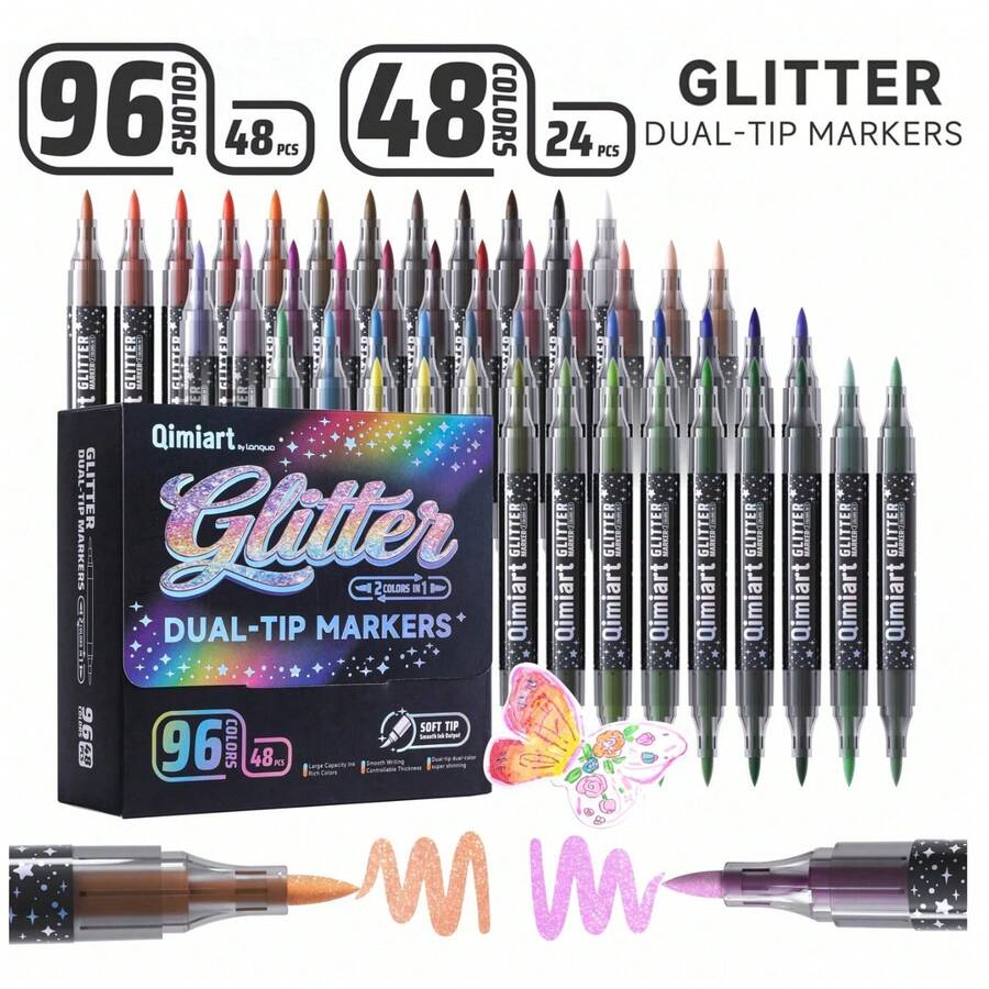Languo New 48/96 Glittery Marker Colorful Pops Up On Glass,Ceramic,Plastic,Paper Homework,Suitable For Office School Teacher's Day For Painting Teaching Purpose And Home Teaching Holiday Painting Study - Sets - View 1