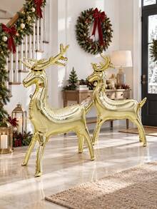 1pc Standing Platinum Large Deer Balloon, Suitable For Christmas, Winter Party, Indoor/Outdoor Holiday Decor & Home Decoration, Deer/Reindeer Theme Party, Photo Props - Multicolor - View 1