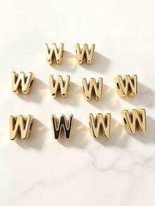 10pcs Optional Gold/Silver Large Hole 26 Uppercase Alphabet Beads Electroplated DIY Phone Chain Keychain Bag Charm Jewelry Accessories - Multicolor - View 54