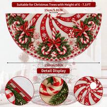 1pc Spiral Candy Cane Pattern Christmas Tree Skirt, Elegant Color Holiday Decor, 5 Sizes, Unisex Holiday Gift, Suitable For Home And Party Christmas Home Decoration - Candy Cane - View 10