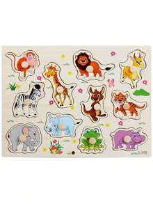 Embedded Wooden Scratching Board, Early Education Animal Cognition Puzzle, Transportation Vehicles, Cartoon Toddler Baby Educational Toys - Multicolor - View 17