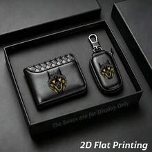 2 Pieces Set Of Premium Men's Blue Eyed Wolf Head Wallet, Equipped With A Car Key Bag. The Ideal Gift For Christmas, Birthdays, Or Father's Day - Multicolor - View 10