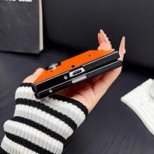電鍍皮革摺疊手機保護殼，相容 iPhone Duo、Galaxy Z Fold 8、8 Ultra - 金色 - 查看 3