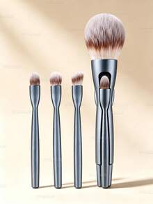 4 In 1 Magnetic Makeup Brushes Set, Soft Synthetic Bristles Foundation Brush Blush Brush Eyeshadow Brush Concealer Brush Highlight Brushes, Professional Makeup Brushes For Face Eye Makeup - Grey - View 9