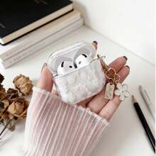 Transparent Case With White Line Flower Earphone Case, Flower Keychain Pendant, Protective Case Compatible With Apple Wireless Earphone Case, Scratch-Resistant And Anti-Drop - Multicolor - View 14