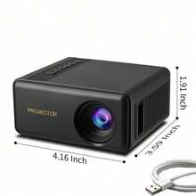 Portable Home Projector, Native 720P HD, Supports 1080P, USB Plug And Play Connection, Comes With Remote Control, Compatible With Smartphones, Tablets, Laptops And LCD Screens, Suitable For Family Movie Night And Indoor Entertainment - Black - View 7