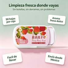 Hojas de jabón para manos aroma fresa caja deslizante 50 unidades portátil desinfectante para niños viaje escuela - Predeterminado - Ver 2