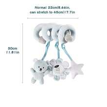 BBSKY 1pc Cute Animal Plush Detachable Hanging Toy For Baby Car Seat, Suitable For Stroller Spiral Car Wrap Rattle Mirror BB Squeaker, Newborn Gift, Random Color - Baby Blue - View 3
