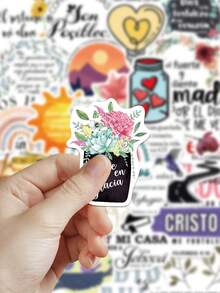 50pcs Spanish Bible Stickers For Decorating Planner, Journal, Scrapbook, Notebook, Luggage, Guitar, Skateboard, Manual, Tablet, Water Bottle, Phone - Spanish Bible - View 6