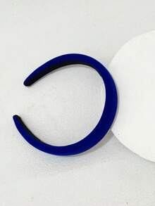 1pc 2cm Wide Royal Blue Velvet Sponge Headband, Fashionable Vintage High-Crown Headband, Suitable For Daily Wear - Royal Blue - View 4