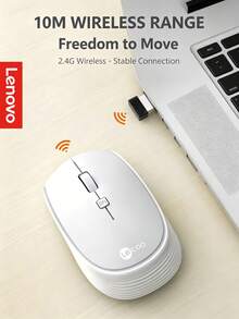 Lenovo Lecoo WS202 Mouse Nirkabel, Mouse Kantor/Bisnis Senyap, Penerima 2.4G, Desain Ergonomis, DPI Tiga Tingkat yang Dapat Diatur, Kompatibel dengan Desktop dan Laptop, Daya Tahan Baterai Lama (Satu Baterai) - View 12