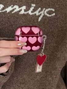 Korean Ins Style Burgundy Heart 3 Protective Case, 4, 3rd Gen, Apple 5/2 Pro Wireless Bluetooth Earphone Protective Shell - Red - View 8