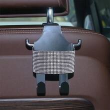 1pc New Rhinestone Multi-Function Car Seat Storage Cup Holder, 2-In-1 Integrated Hook Design, Made Of Durable ABS Material, Easy Installation, Can Hang And Store Miscellaneous Items, Place Water Cups, Convenient To Carry, Luxury Decoration, Practical Car Seat Back Storage Interior Accessory - Rhinestone Storage Cup Holder - View 1