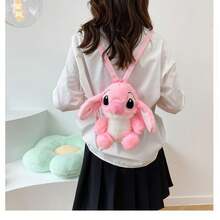 Stitch Plush Backpack, Cute Cartoon Character Stuffed Animal Shoulder Bag, Soft Fluffy Plush Rucksack, 25cm(9.84in), Blue Stitch & Pink Angel, Adjustable Strap, Gift For Girls Kids - Multicolor - View 12