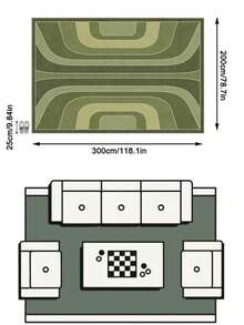 1pc Green Gradient Geometric Line Area Rug, Faux Cashmere Material Rectangular Modern Minimalist Abstract Pattern, Machine Washable Suitable For Living Room Bedroom Daily Home Decor, Aesthetic Home Decoration - Multicolor - View 16