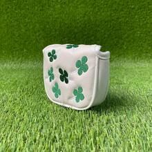 1Pc Putter Head Cover Lucky Four‑Leaf Clover Pattern ‑ Hook And Loop Closure PU Shell With Fluffy Lining And Cute Cartoon - White - View 2