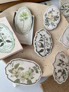 30pcs Small Fresh Floral Irregular Border Stickers Box, Artistic Versatile Scene Making DIY Journal Background Decor Stickers, Scrapbooking Supplies, School & Office Stationery - Rectangle - View 4