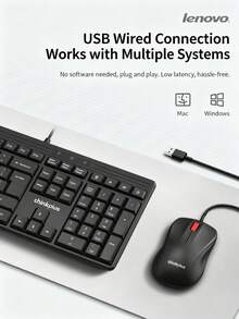Lenovo KM110Pro 有線鍵盤滑鼠套裝 全尺寸 104 鍵鍵盤 經典 Think 紅點滑鼠 商務辦公 USB 鍵鼠套裝 桌上型電腦筆記型電腦通用 - 查看 3