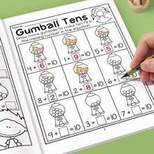 32 Pages Addition And Subtraction Practice Book Within 10, Kindergarten Number Fill-In-The-Blank Game, Enhance Math Cognition, Fun Number Game - Multicolor - View 2