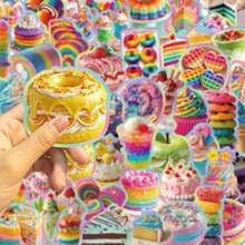 50Pcs Dopamine-Boosting Food Stickers, Dessert Bread Aesthetic Stickers Pack, Decor For Journal, Envelope, Mug, Scrapbook & Food Lover Crafts - Multicolor - View 5