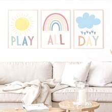 3pcs Bohemian Room Decor Paintings Canvas Wall Art Nursery Decor, Sun Canvas Painting, Daycare Poster, Classroom Decor Play Area Sign, Unframed, Modern Canvas Wall Art, Room Poster, Room Decor Supplies, Home Decor, Room Decor Aesthetic, Western Decor - Multicolor - View 11
