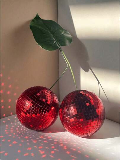 Cherry Disco Ball Decoration, Double-Sided Mirror Ball Cherry Decor, Suitable For DJ Club Stage Bar Party Wedding Holiday Decoration, Home Decor, Best Gift For Birthday Graduation Christmas Room Decoration