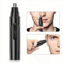 AXH. 2-In-1 Electric Nose Hair Trimmer Ear Face Eyebrow Hair Cleaning & Grooming Tool Home Use Unisex Nose Hair Remover Facial Care Kit - Black - View 2