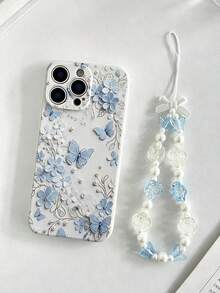 Casing Ponsel Anti Jatuh dengan Lubang Presisi dan Tepi Lurus Motif Bunga Biru dan Kupu-kupu, Cocok untuk 17/17Pro/17Promax, 16/16Plus/16Pro/16Promax, 15/15Plus/15Pro/15Promax, 14/14Plus/14Pro/14Promax, 13/13Pro/13Promax, 12/12Pro/12Promax, 11/11Pro Max. - MultiWarna - View 6