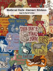 50pcs Medieval Eerie Abstract Stickers For Luggage, Skateboard, Guitar, Scrapbook, Laptop DIY Decoration Graffiti Stickers - A - View 8