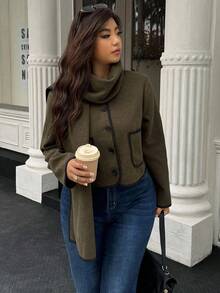 Plus Size Jackets - Army Green - View 8