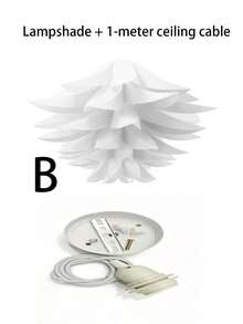 20 Inch (50cm) Pendant DIY IQ Puzzle Lotus Lampshade Set, With 15ft Hanging Cord (White) - Semicircle - View 8