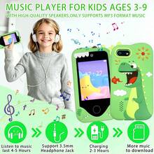 Telepon Mainan Anak, Layar Sentuh 2,8 Inci, Gaya Dinosaurus, Permainan, Musik, Stiker Anak, Kartu SD, Hadiah Natal dan Ulang Tahun untuk Anak Usia 3-12 Tahun - MultiWarna - View 7
