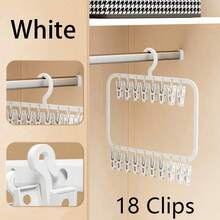 Space Saving Clip Hangers, Multifunctional Laundry Drying Rack With Clips, Hanging Organizer For Socks, Underwear, Shoes, Pants & Small Items, Closet, Bathroom, Dorm & Home Storage - White - View 8