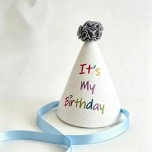 Pom Pom Birthday Hat, Cute Photo Prop Party Hat For Birthday, Shower, Anniversary & Party Decorations ﻿ - View 4
